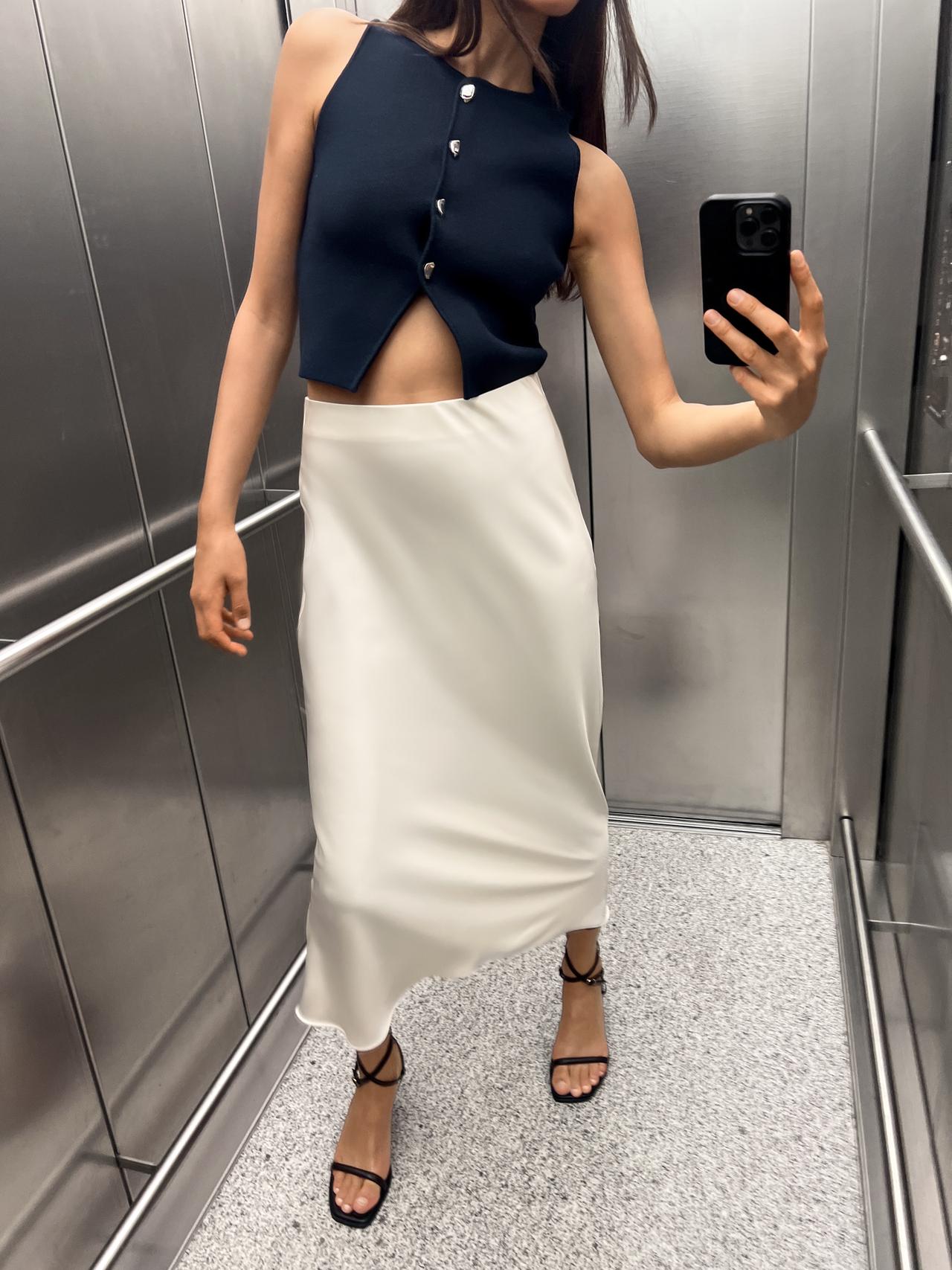 Veloura™ Satin Midi Skirt